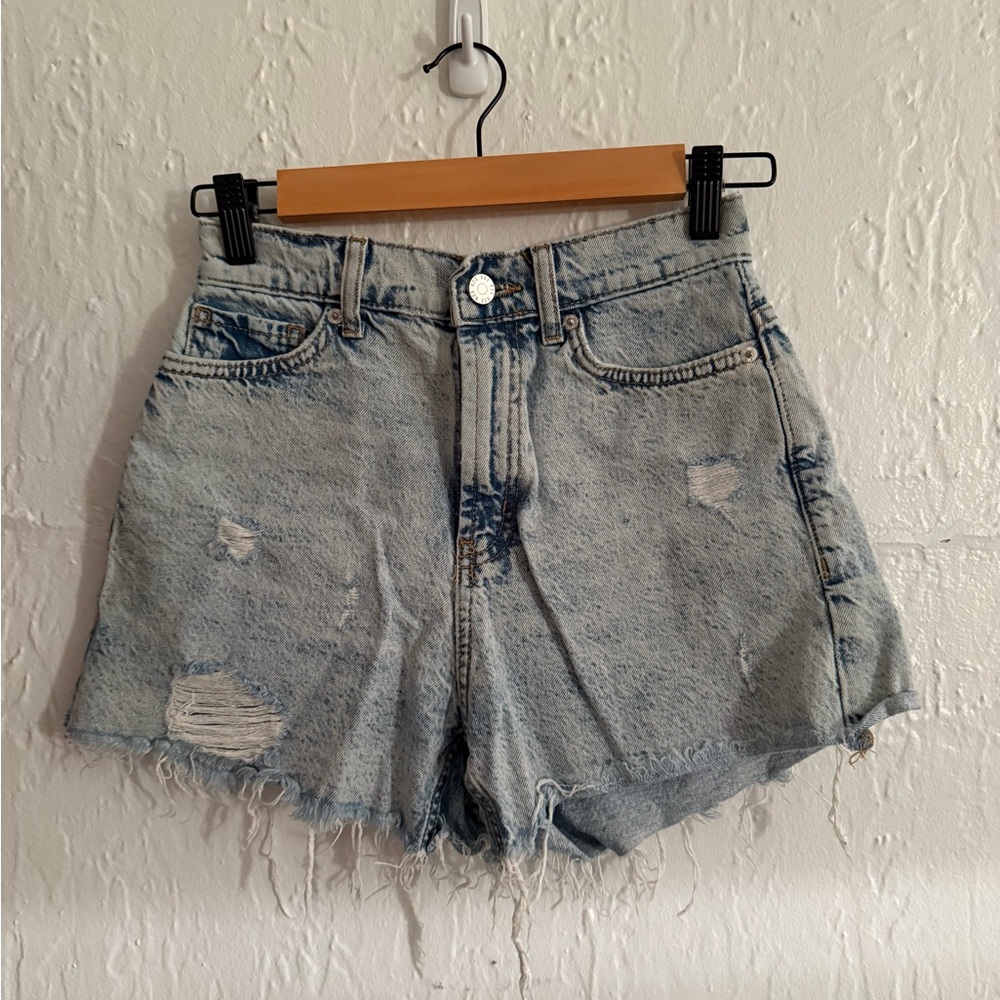 BDG Light Blue Washed Ripped Jean Shorts